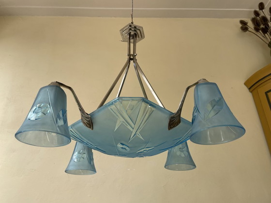 Image 1 of Lampe pendante Art Deco 1930 Degué French