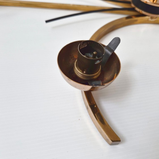 Image 1 of Vintage 1950s Arlus House Pendant Light in Gilded Brass, Metal & Glass