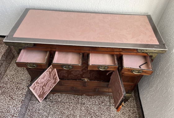 Baule antico coreano, mobile, cassettiera, baule vintage, tavolo-cassapanca, H 82 L 85 P 38 cm – Credenze (photo 5 of 5)