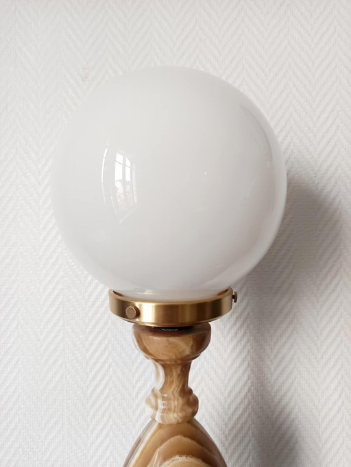 Große Art-Deco-Onyx-Eierlampe