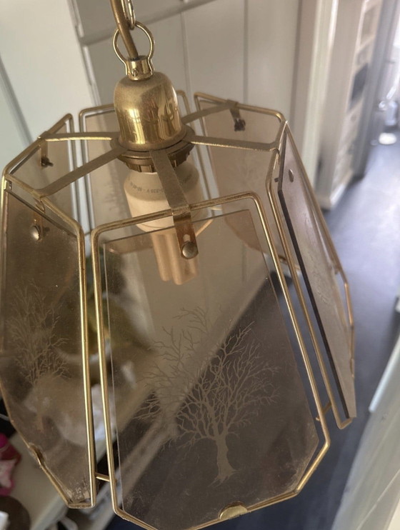 Lampada a sospensione vintage Hollywood Rainfall in ottone e vetro inciso – Lampade a sospensione, Glass (photo 3 of 5)