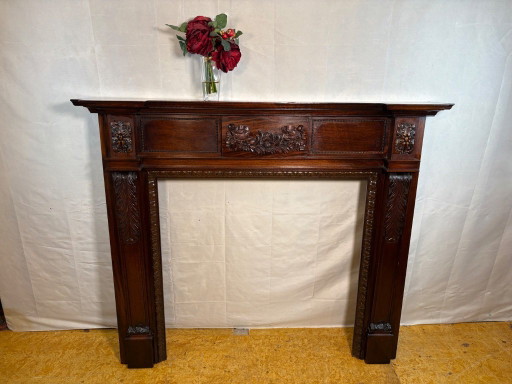 Cornice per camino antica in mogano intagliato in stile Luigi XVI - Fine XIX secolo – decoratieve objecten (photo 2 of 12)
