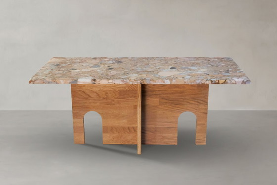 Image 1 of Couchtisch recta Ceppo Rosso aus Naturstein und Massivholz Eiche