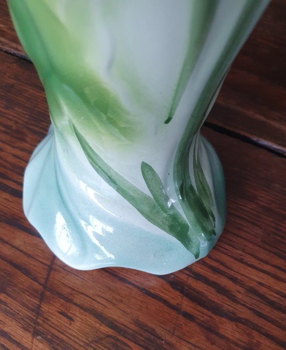 Art Nouveau barbotine vase 29 cm - in perfect condition, Ceramic, Multi Color (photo 4 of 13)