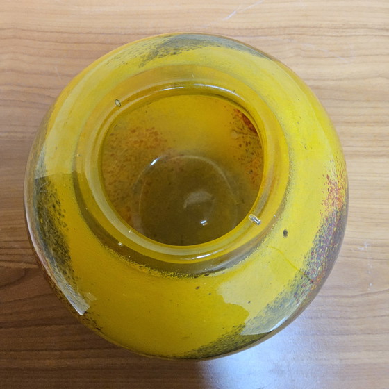 Image 1 of Artistic Mouth-Blown Studio Glass Vase Ioan Nemtoi Yellow / Orange (thick glass) Romanian Glass Art