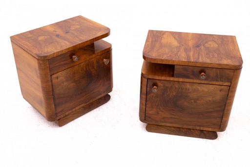 Pair of Art Deco tables from the 1950s, after renovation. Poland.
