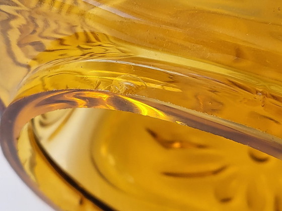 Image 1 of Vintage Scandinavische hanglamp uit de jaren 60 van glas, messing en teak.