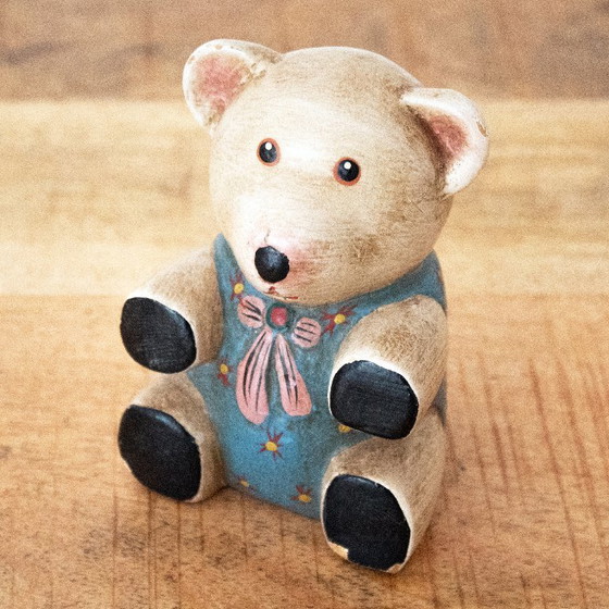 Image 1 of Orsetto di peluche in legno, decorazione vintage per la cameretta.