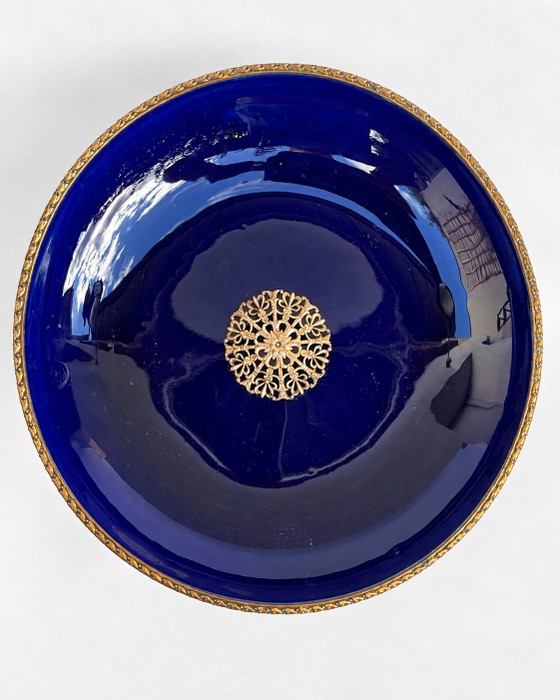 Tazza in Porcellana Blu Cobalto Stile Sèvres, Metallo Dorato, Fine XIX Secolo – Oggetti decorativi, Bronze (photo 6 of 9)