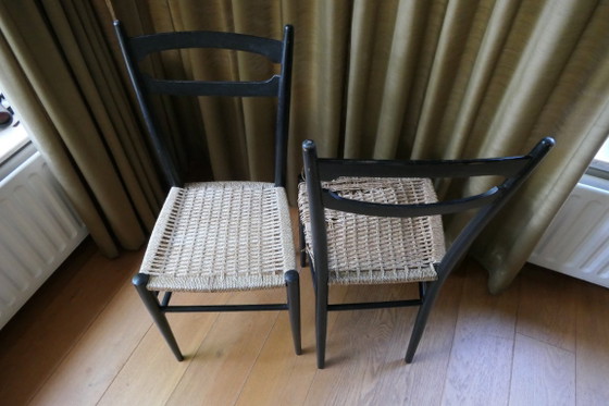 2 Design Gio Ponte Italië stoelen met 2 sporten aan zijkanten – Eetkamerstoelen, Textile (photo 2 of 10)