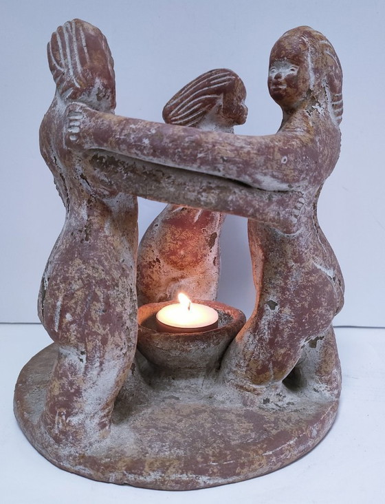 Image 1 of portacandele centrale in ceramica terracotta