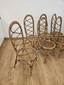 6 vintage Italiaanse designstoelen van bamboe en rotan.