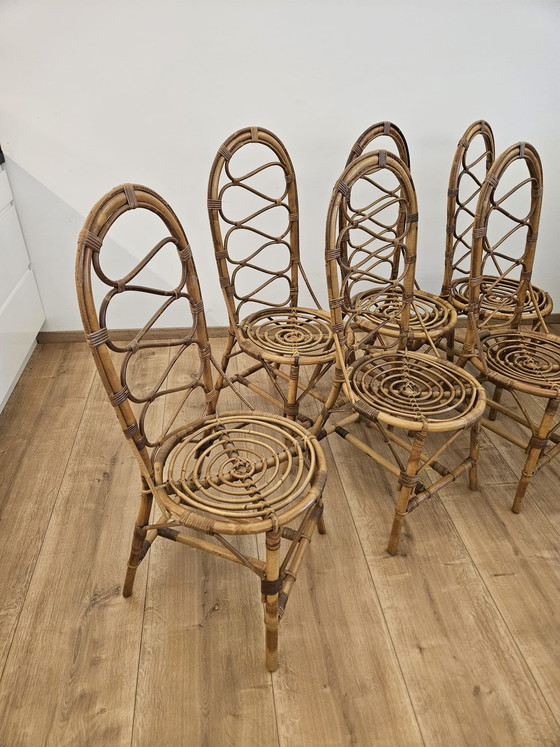 Image 1 of 6 Italian vintage designer chairs, bamboo rattan