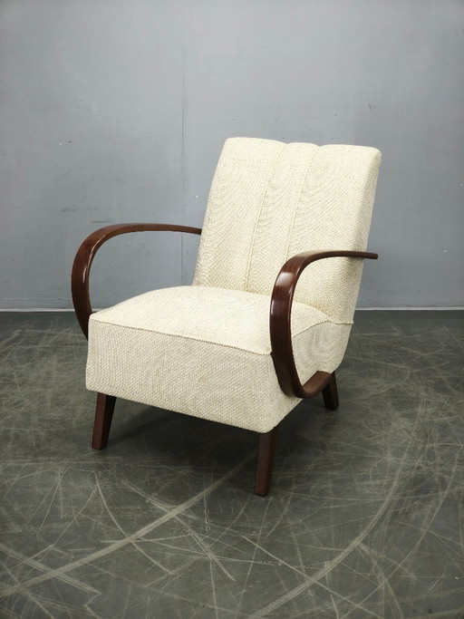 Fauteuil Art Déco Jindřich Halabala en bois courbé, Tchécoslovaquie 1940
