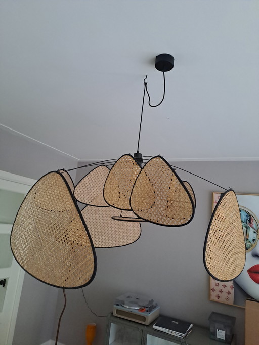 Pendant lamp screen cannage natural