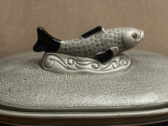 Image 1 of Staffel Steingut Fischterrine oder Heringstopf - Westdeutschland