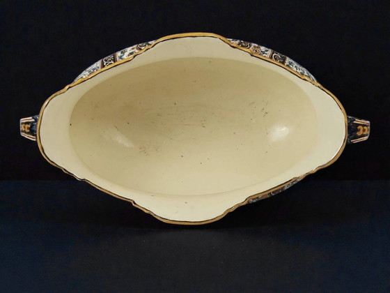 Jardinière en faïence Gien du 19ème siècle avec décor persan. – Vases, Porcelain (photo 8 of 11)