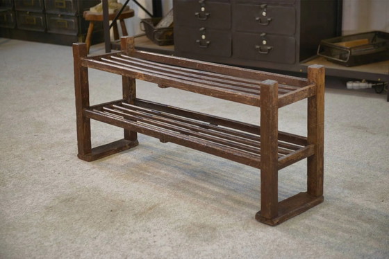 Jaren 50 iepenhouten schoenenkast – Wandrek, Vintage (photo 6 of 12)