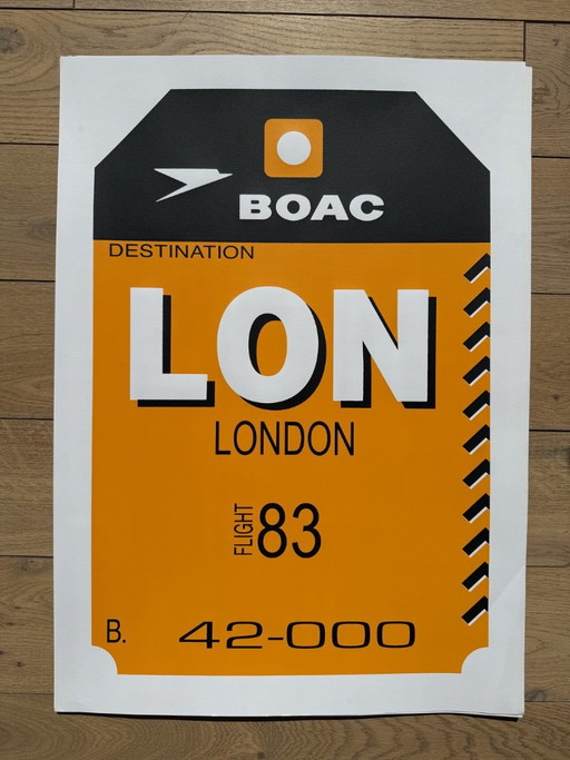 Poster di Design Grafico Etichetta Bagaglio Panam Eames Era London Heathrow – wanddecoratie, Paper