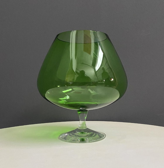 Image 1 of Empoli green large cognac glass shape vase 1960s