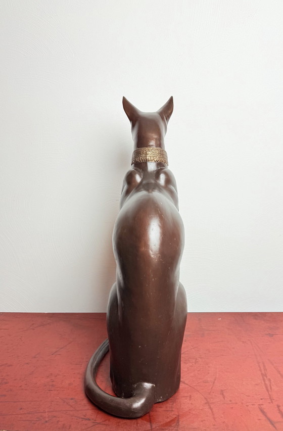 Image 1 of A. Tiot, Lifesize Bronze Egyptian Cat Sculpture, 62 cm, France, 1970s