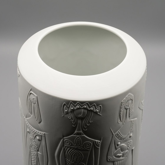 Image 1 of Rare CUNO FISCHER Hutschenreuther Bisque Porcelain Floor Vase 1969 H33cm D21cm