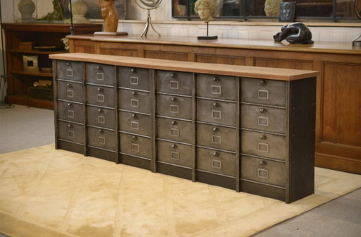 Strafor 6-column filing cabinet with oak top, 1950s
