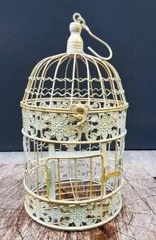 Piccola gabbia per uccelli rotonda classica in ferro battuto, Oggetti decorativi, Metallo, Verde, Rustic (foto 4 di 8)