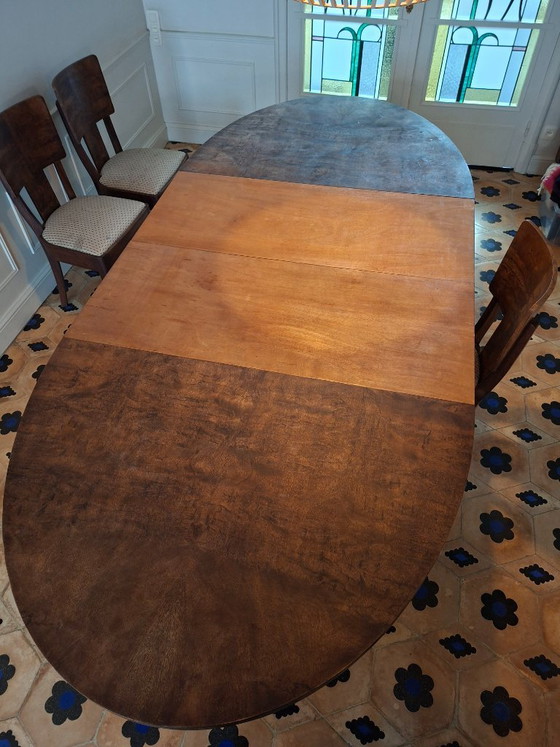 Grande tavolo da pranzo Art Déco in impiallacciatura di radica – 170/250 × 120 cm, allungabile, classico - 6 (photo 3 of 7)