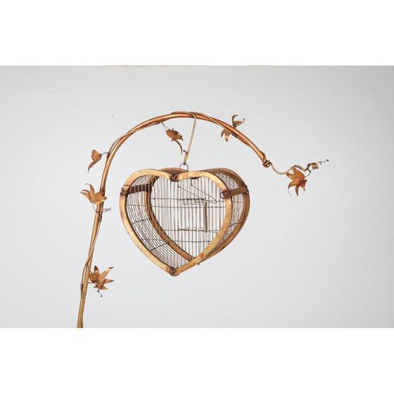 Image 1 of Pair of vintage birdcages in gilded metal, Belgium 1970