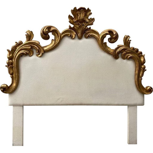 Tête de lit Vintage Art Deco en bois et tissu, Italie 1940s