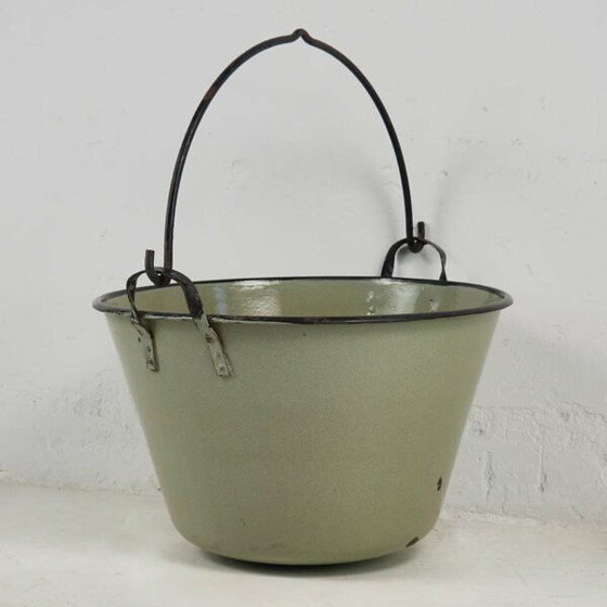 Caldero antiguo esmaltado verde (c.1920) – Objetos decorativos, Metal, Rustic (photo 5 of 9)