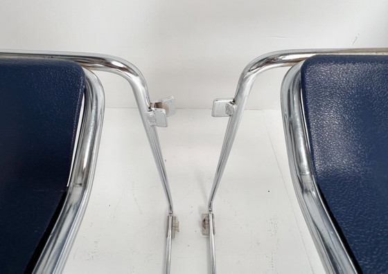 Image 1 of Set of 6 dark blue Matrix Krueger chairs by Thomas Tolleson, 1970's