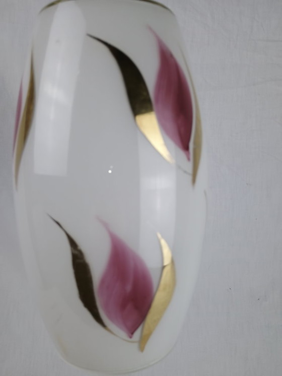 Image 1 of Mid-century hanglamp met witte, briljante bloemenkap, jaren 50, Franse vintage ARLUS