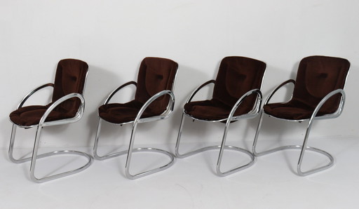 4 sledestoelen met armleuningen van Gastone Rinaldi, Italië, 1970