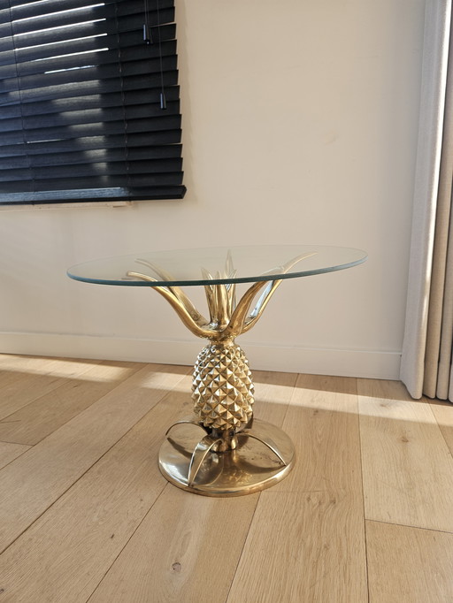 Hollywood Regency Pineapple Coffee Table in Brass and Glass, Paris, France, 1970s