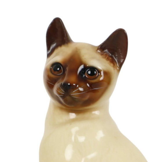 Koppel Beeldjes Siamese Kat Geglazuurd Keramiek Japan – Beeldhouwkunst, Ceramic (photo 10 of 13)