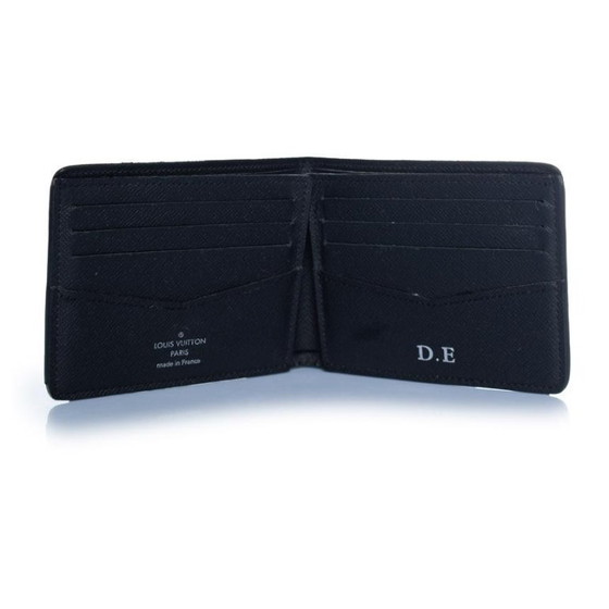 Image 1 of Louis Vuitton, schwarze Geldbörse aus genarbtem Leder mit LV-Logo