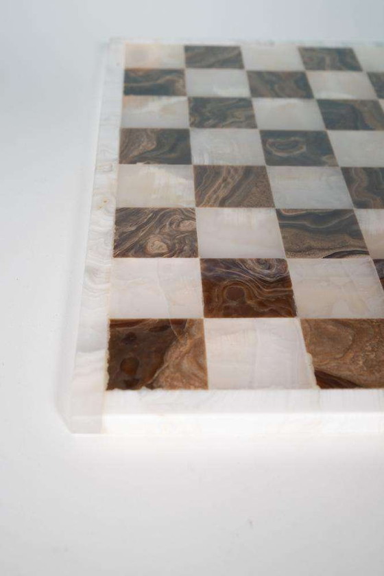 Image 1 of Jeu d'échecs vintage en pierre naturelle, Midmod onyx chest game