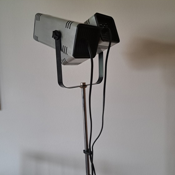 Lampadaire vintage Space Age à double spot – Style FASE Madrid – Argent – Metal, Plastic (photo 3 of 8)