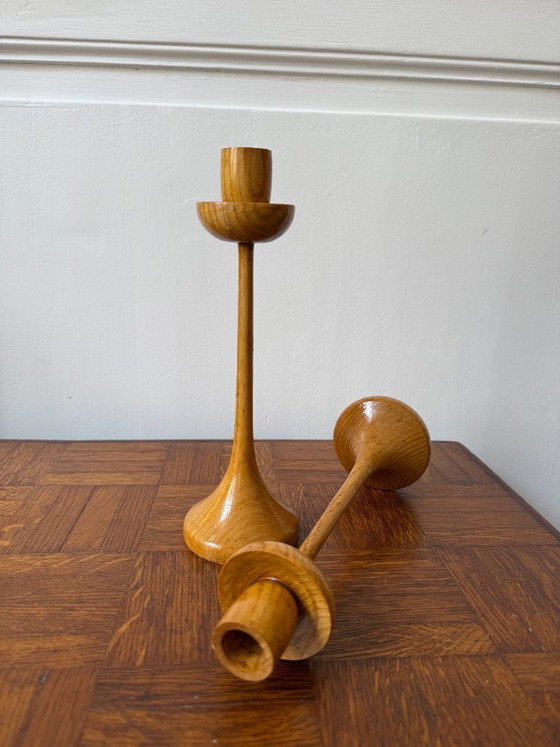 Image 1 of Coppia di portacandele in legno