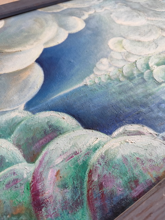 Image 1 of 🎨 Originalgemälde "Wolkentunnel" von Katrin Pillon (1996) – Öl auf Platte