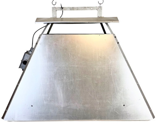 Grande suspension industrielle argentée d'Elektrosvit, années 1970