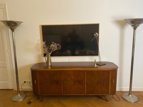 Image 1 of Coppia di lampade da terra Art Déco - Nichel, ispirate a Demeyere