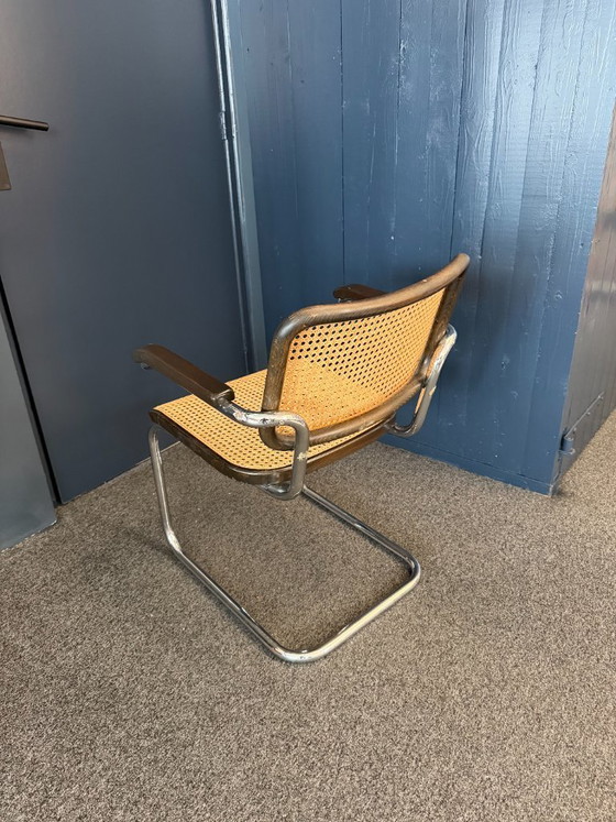 Image 1 of 6x - Originele Vintage Thonet Stoelen S 64 V - Marcel Breuer Met Armleuningen