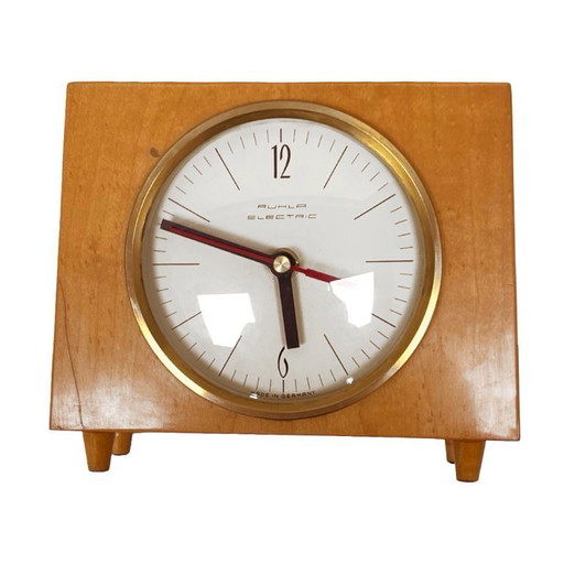Ruhla Elektrische Vintage-Kaminuhr, 1970er Jahre, Mid-Century-Design, Holz