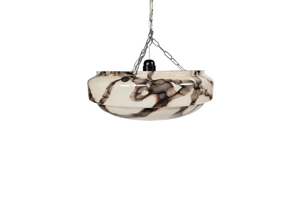 Image 1 of Lampada a ciotola in vetro marmorizzato Art Déco - secondo quarto del XX secolo