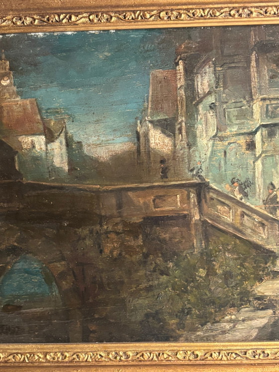 Oil Painting on Board of Soldiers in an Urban Landscape Late 1800s – Paintings & Drawings (photo 9 of 12)