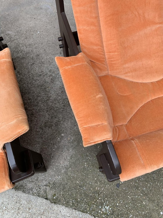 Set of Mid-Century Arts & Crafts Lounge Chairs from Képcsarnok, Armchairs, Wood, Brown, Mid Century Modern (photo 4 of 8)