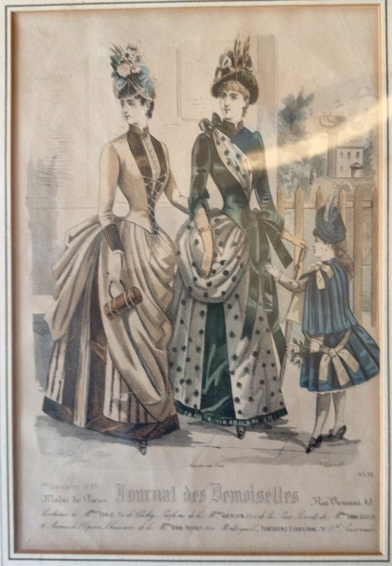 Antiker Modedruck Journal des Demoiselles 1885 – handkoloriert – Kunstdrucke, Glass, Paper (photo 3 of 5)